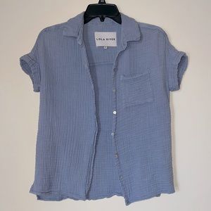 Crinkle Cotton Gauze Off-Shoulder Shirt Size XS
